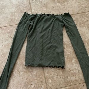 long sleeve off the shoulder with lettuce edge